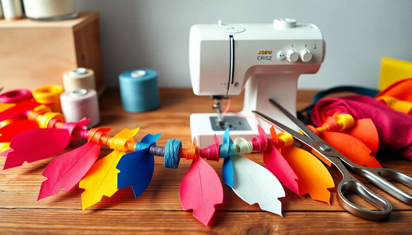 Créer une guirlande en papier avec une machine à coudre