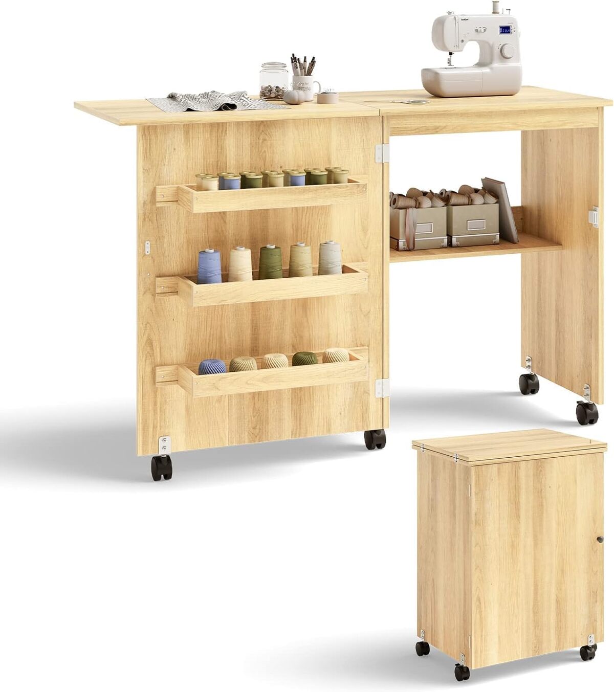 Test de l'armoire à couture pliable Fantask en bois avec étagères