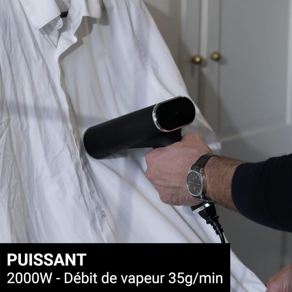 STEAMONE - Steamer Défroisseur à vapeur 2000W 35g/min - Fer portatif - Capacité 80 & 150 ml- Elimines 99,99% d'impuretés - Prêt en 15s - Cable 3m - Format compact - EUFD80BV2