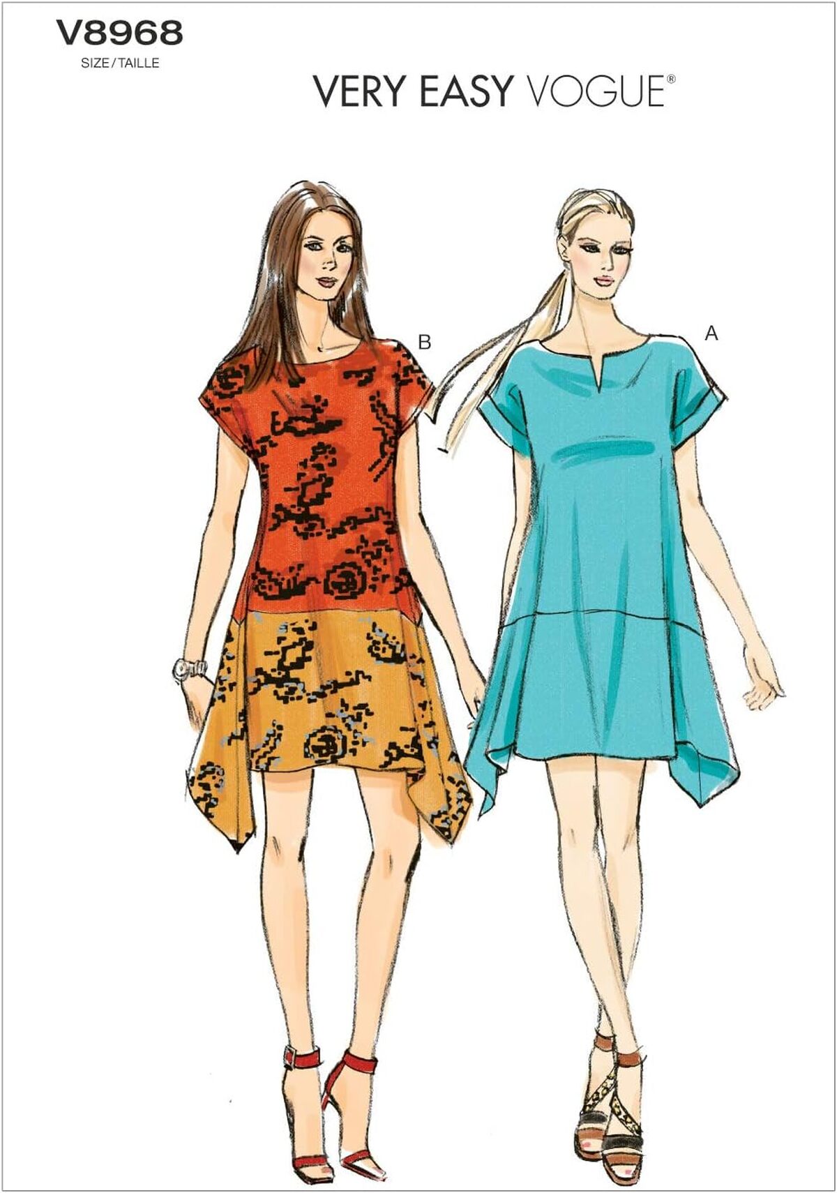 Avis : vogue Patterns 8968 ZZ pour tuniques multicolores femmes tailles L/XL/XXL