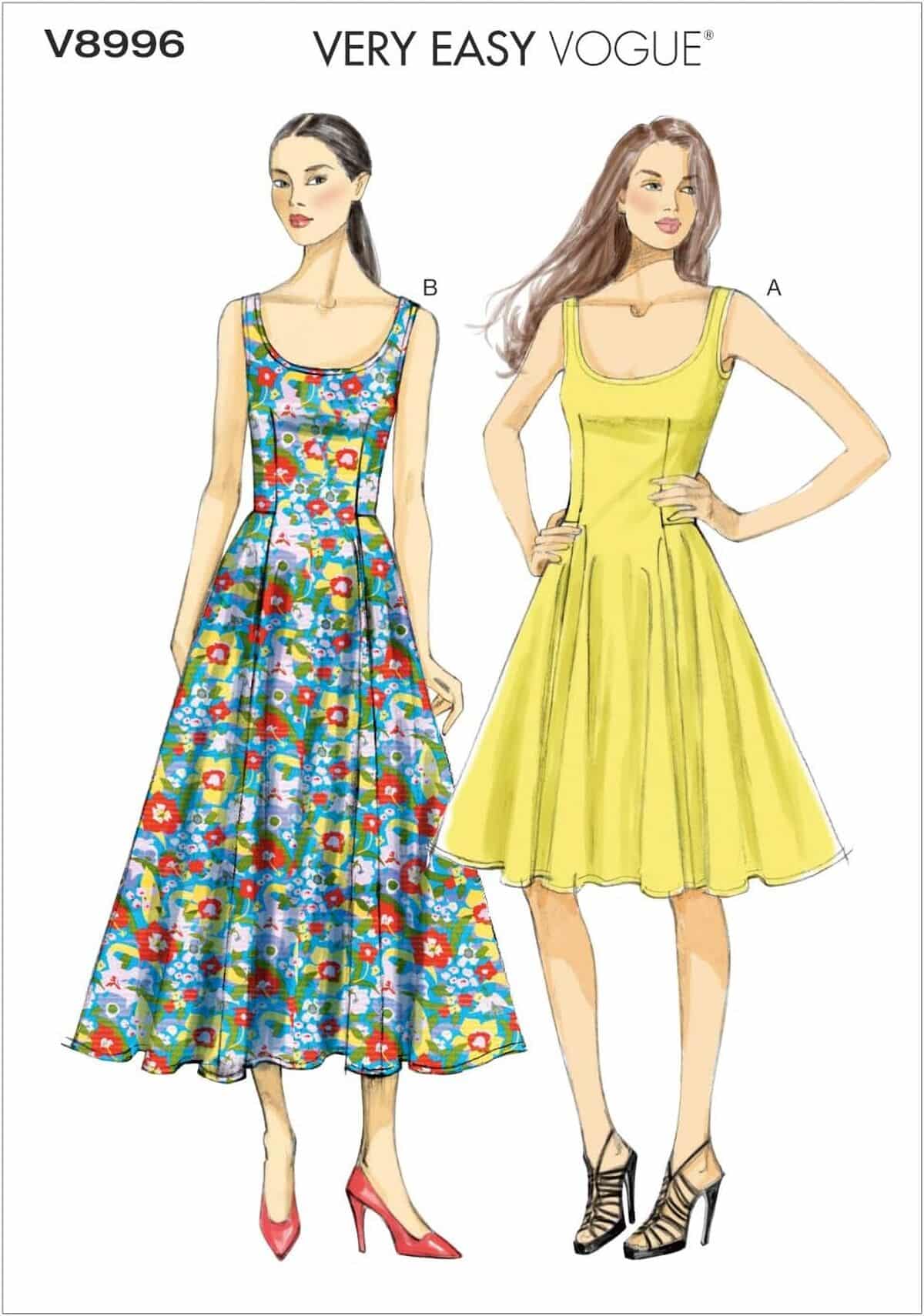 Test : vogue patterns V8996, patrons de robes multicolores tailles 44 ร 52