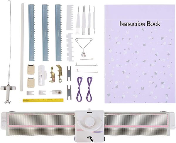 LK150 Machine à Tricoter, Machines à Tricoter Domestiques en Plastique pour Adultes Machine électrique avec Accessoires LK150 6,5 Mm Calibre Moyen 150 Points