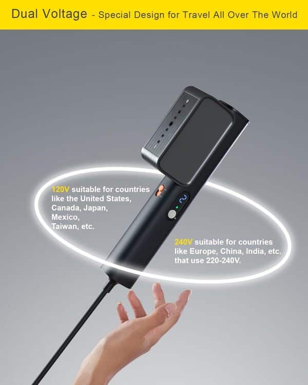 G7 Défroisseur vapeur de voyage pour vêtements double tension 100-240 V Défroisseur vapeur portable professionnel, seulement 0,5 kg, léger et tendance, mini défroisseur à main pour voyage mondial et