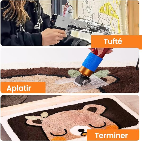 BESGEER Rug Tufting Gun Set with Trimmer, Tufting Machine Cut Pile and Loop Pile Start Kit, Pistolet Tufting,Pistolet Touffeter, Kit Pistolet à Touffeter avec Tondeuse
