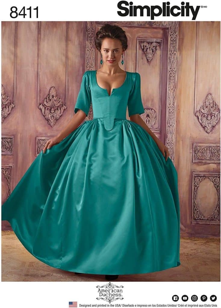 Test du patron de couture Simplicity 8411 : robe 18e siècle