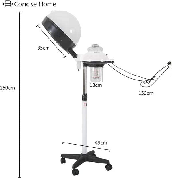 Défroisseur vapeur professionnel à capuche pour un conditionnement profond, hauteur réglable sur pied pour spa, salon et usage domestique
