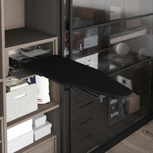 Emuca - Planche à Repasser Pliante et Planche à Repasser coulissante pour Meubles, Aluminium, Gris Anthracite