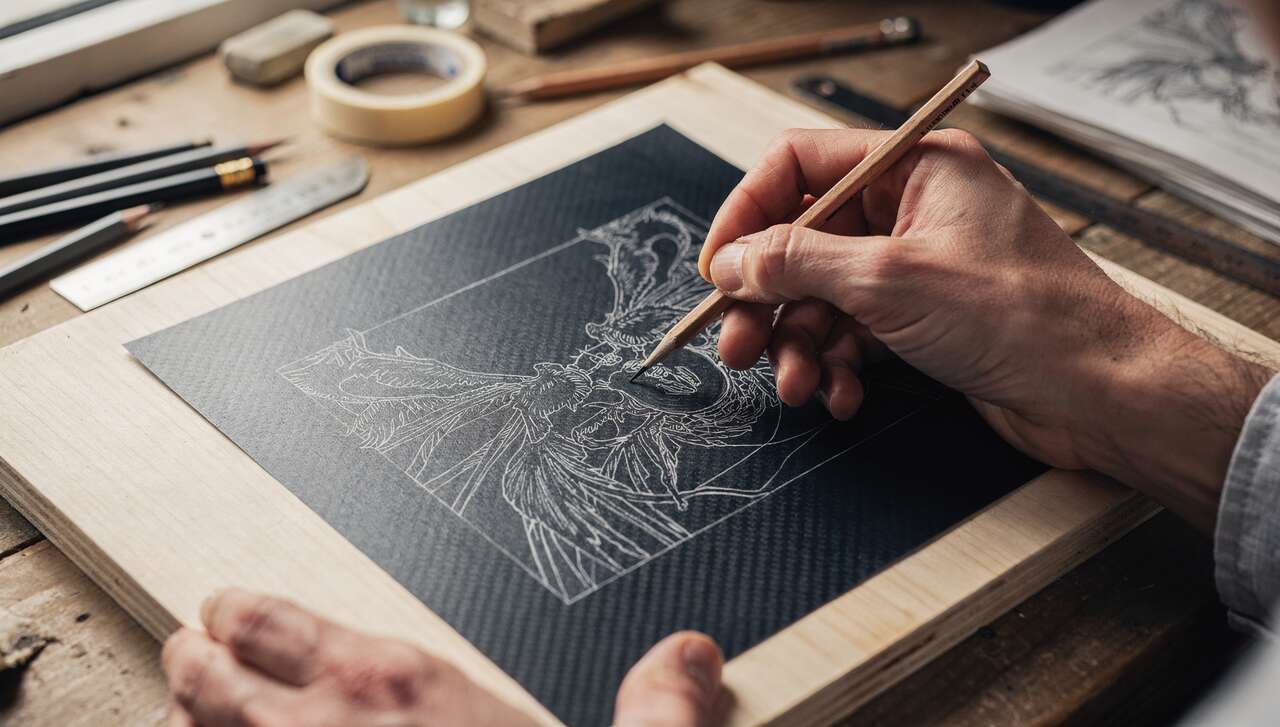 Positionner le papier carbone correctement