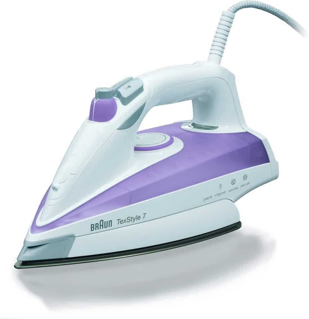 Test du fer à repasser Braun 0X12711019 gris/lilas : efficacité et design compact