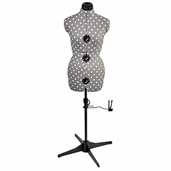 Découvrez notre avis complet sur le mannequin couture réglable motif pois gris en taille S : qualité, réglabilité et praticité pour vos créations textiles.